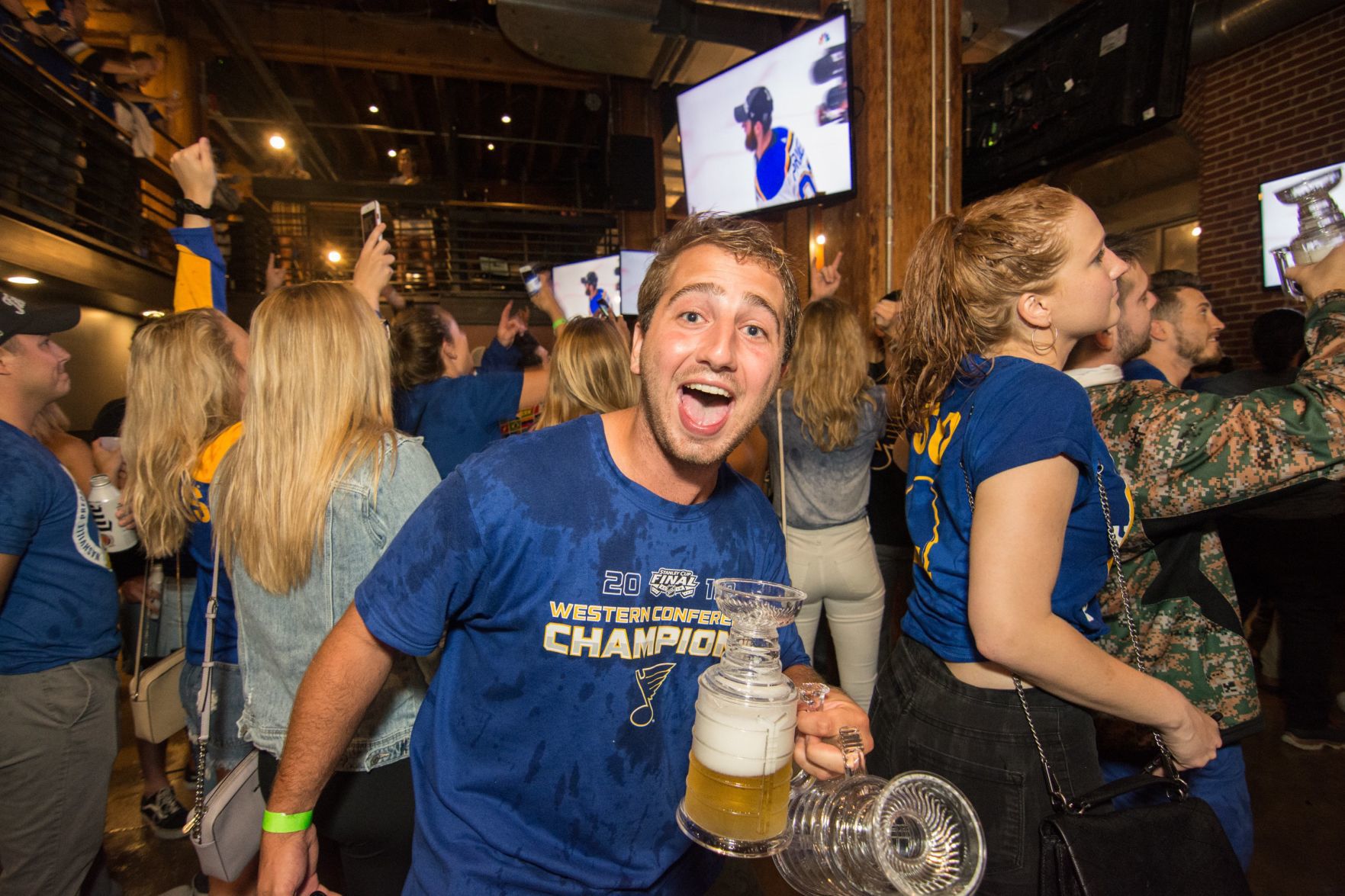 Blues Fans at Wheelhouse during Stanley Cup Final Game 7. Spons